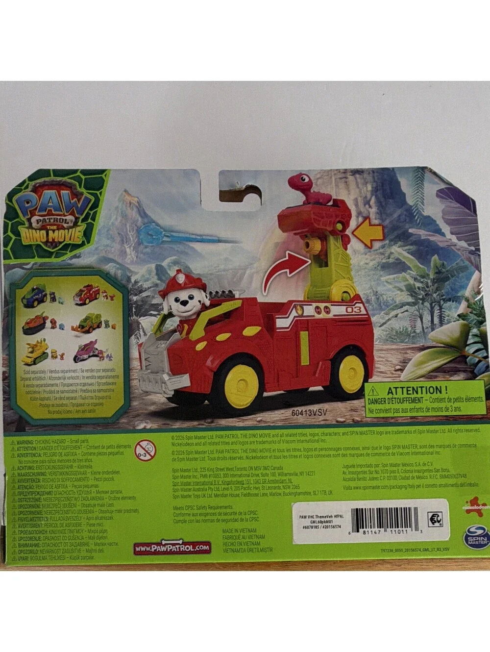 Spin Master PAW Patrol Dino Movie Marshall Dino Rescue Fire Truck Figure 3+